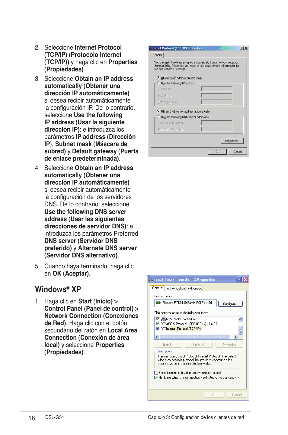 Windows | Asus DSL-G31 User Manual | Page 18 / 42