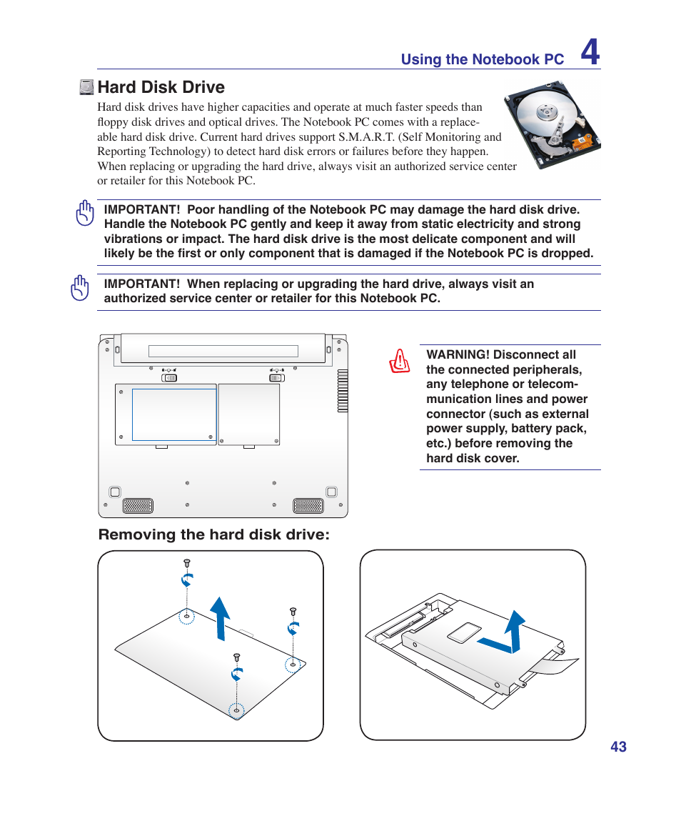 Hard disk drive | Asus UL30VT User Manual | Page 43 / 82