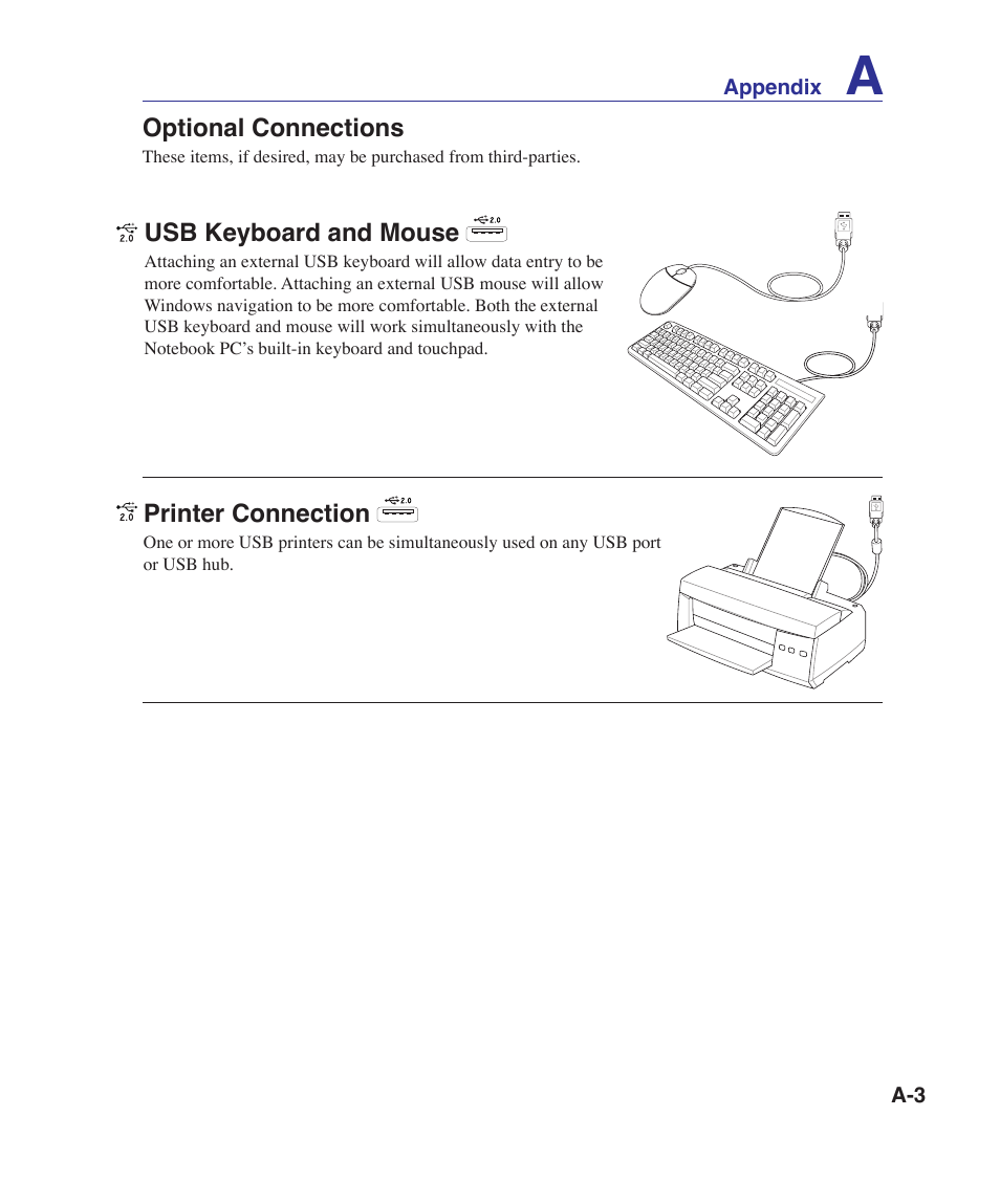Optional connections, Connections | Asus UL30VT User Manual | Page 53 / 82