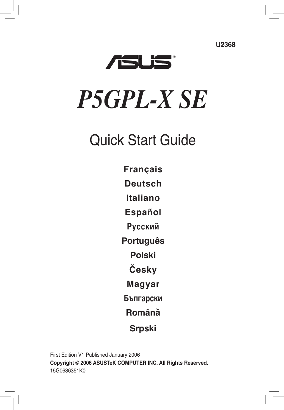 Asus P5GPL-X SE User Manual | 38 pages