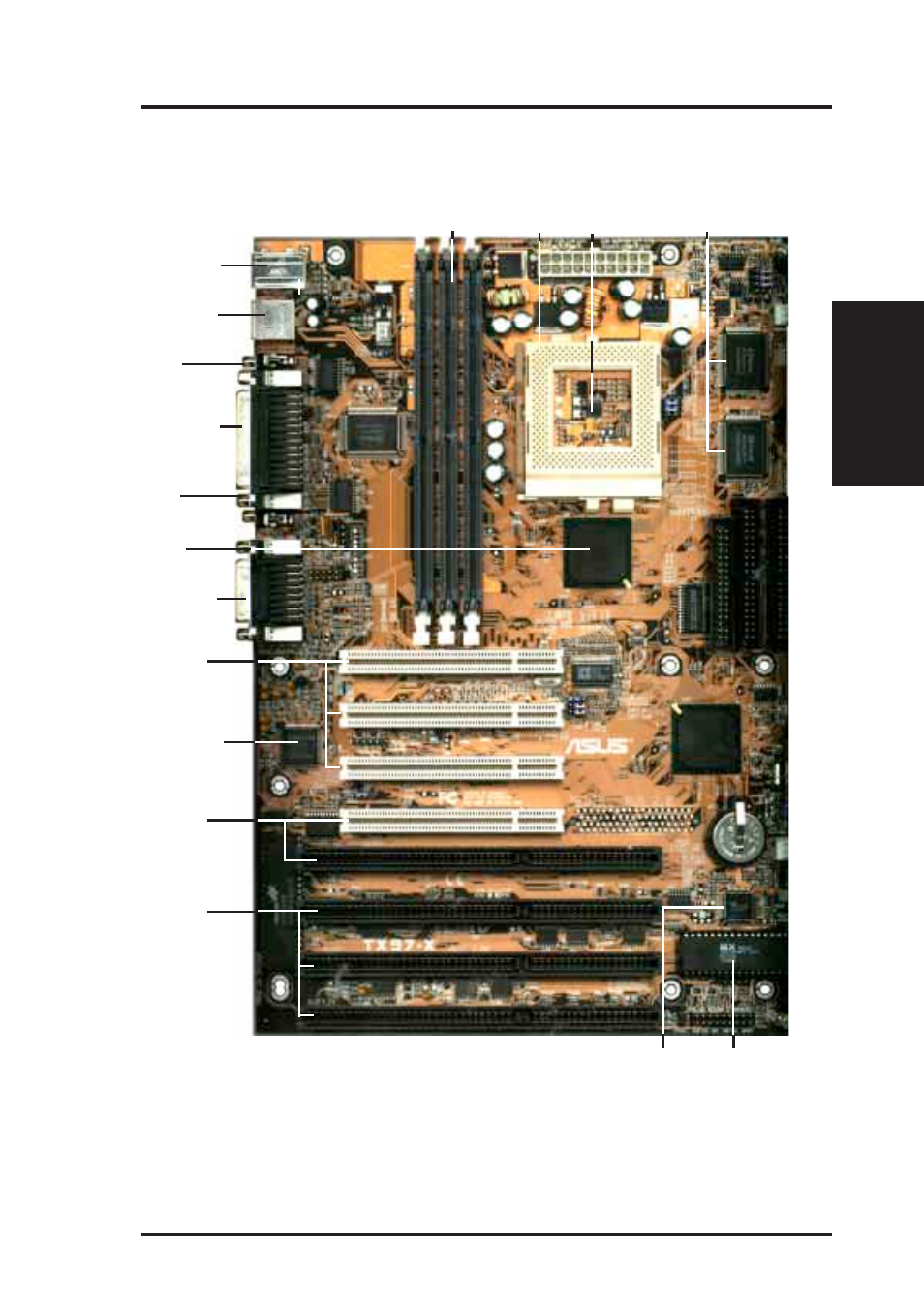 Ii. features, Parts of the asus tx97-x motherboard, Asus tx97-x user’s manual 11 | Ii. fea tures (motherboard parts) | Asus TX97-X User Manual | Page 11 / 80