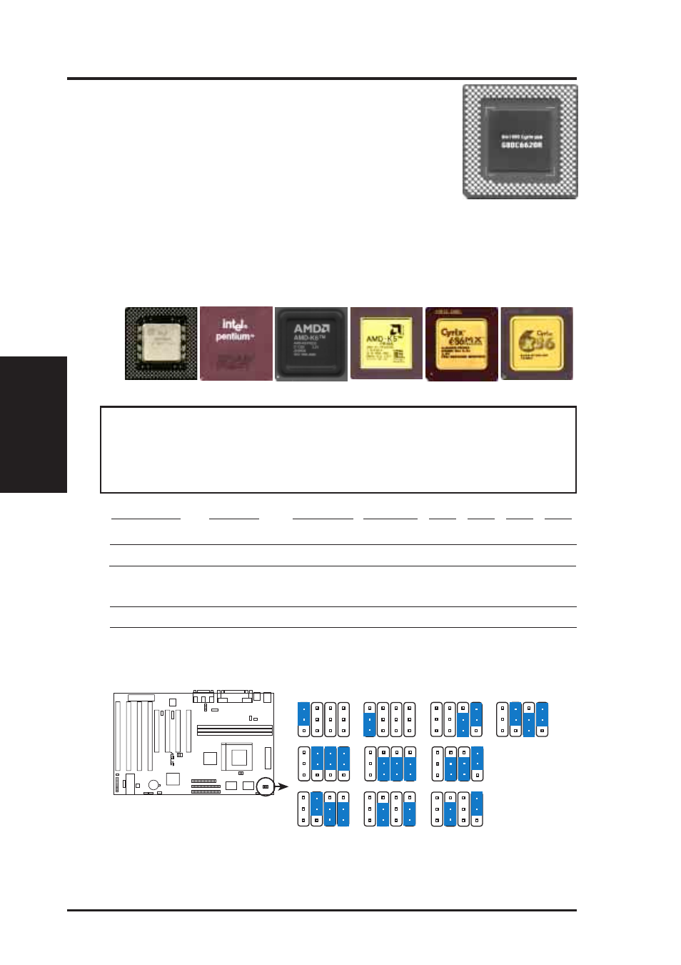 Iii. installation, Compatible cyrix cpu identification, 18 asus tx97-x user’s manual | Jumpers) iii. inst alla tion | Asus TX97-X User Manual | Page 18 / 80