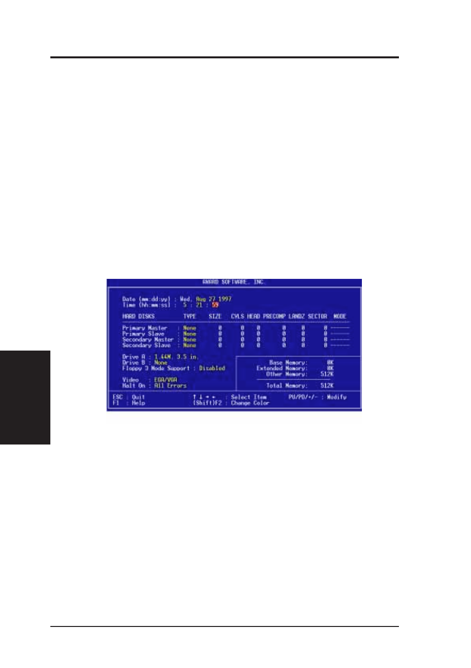 Iv. bios software, Standard cmos setup | Asus TX97-X User Manual | Page 38 / 80