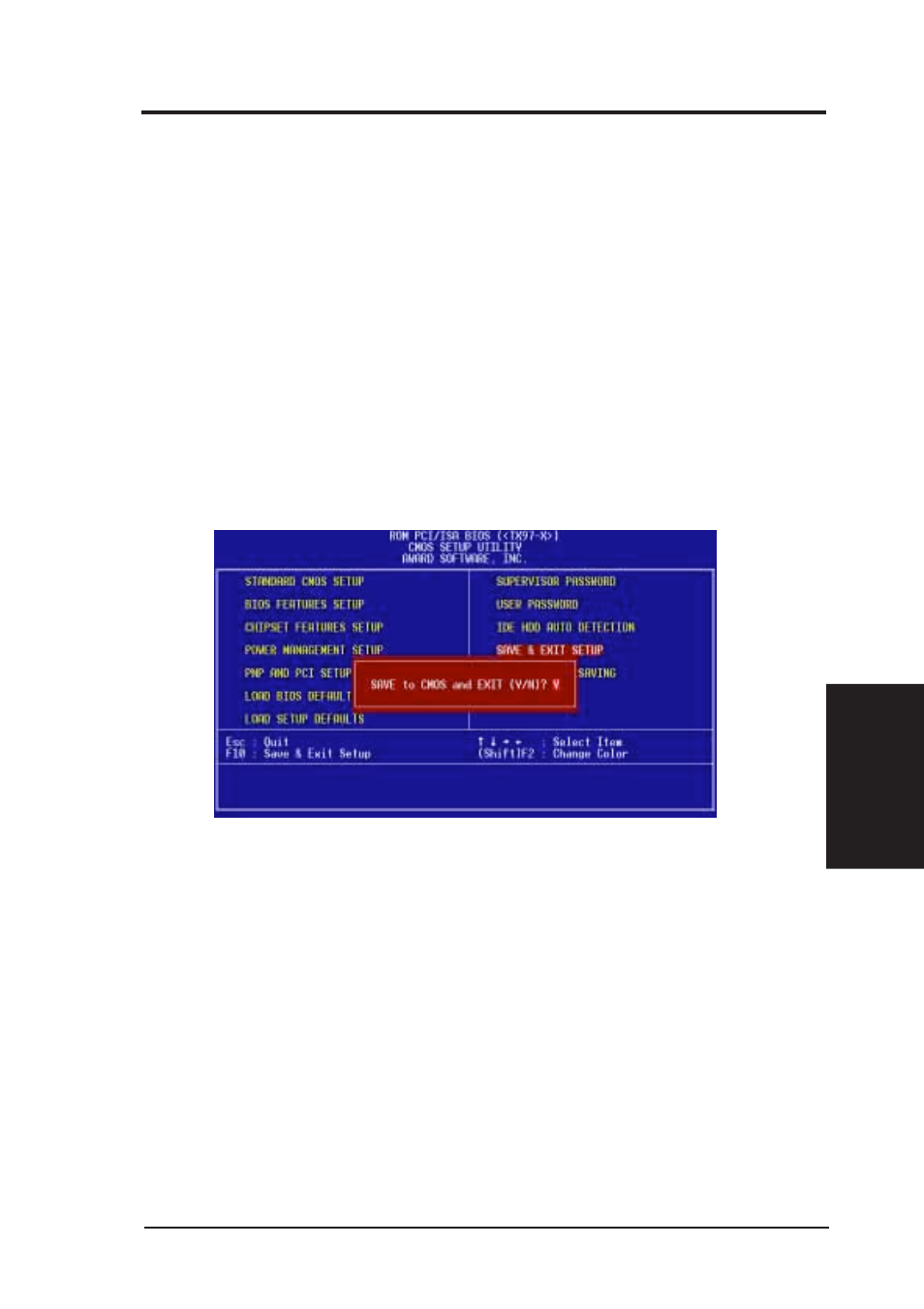 Iv. bios software, Save & exit setup, Exit without saving | Asus TX97-X User Manual | Page 55 / 80