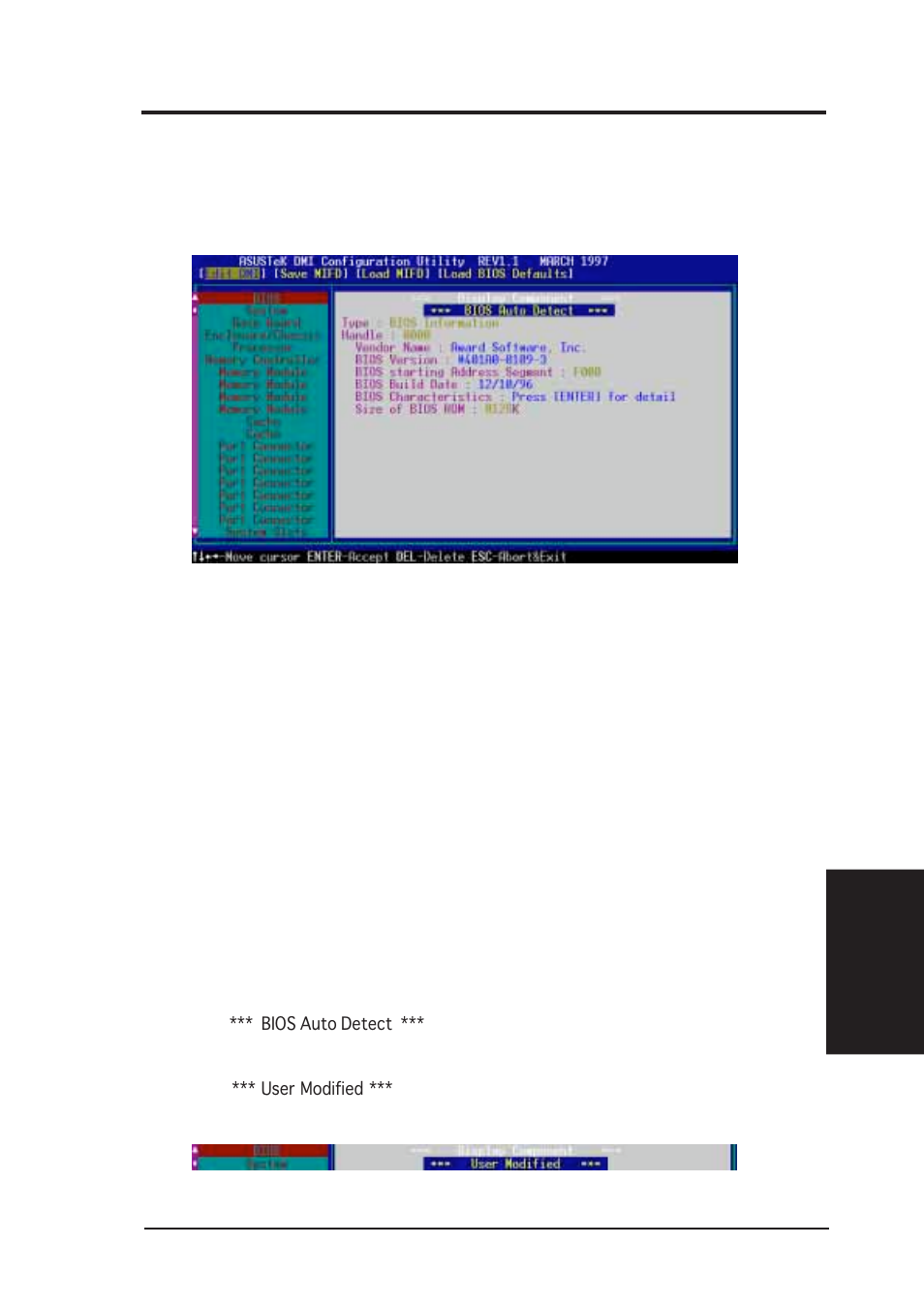 V. support software, Using the asus dmi configuration utility | Asus TX97-X User Manual | Page 59 / 80