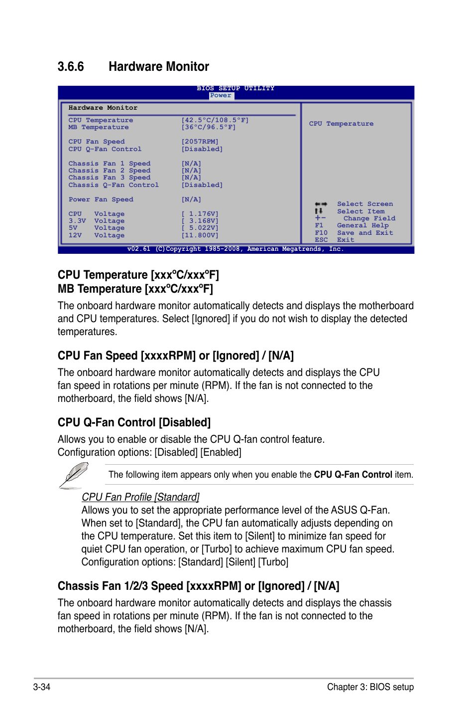 6 hardware monitor, Hardware monitor -34, Cpu q-fan control [disabled | Asus P6T6 WS Revolution User Manual | Page 100 / 192