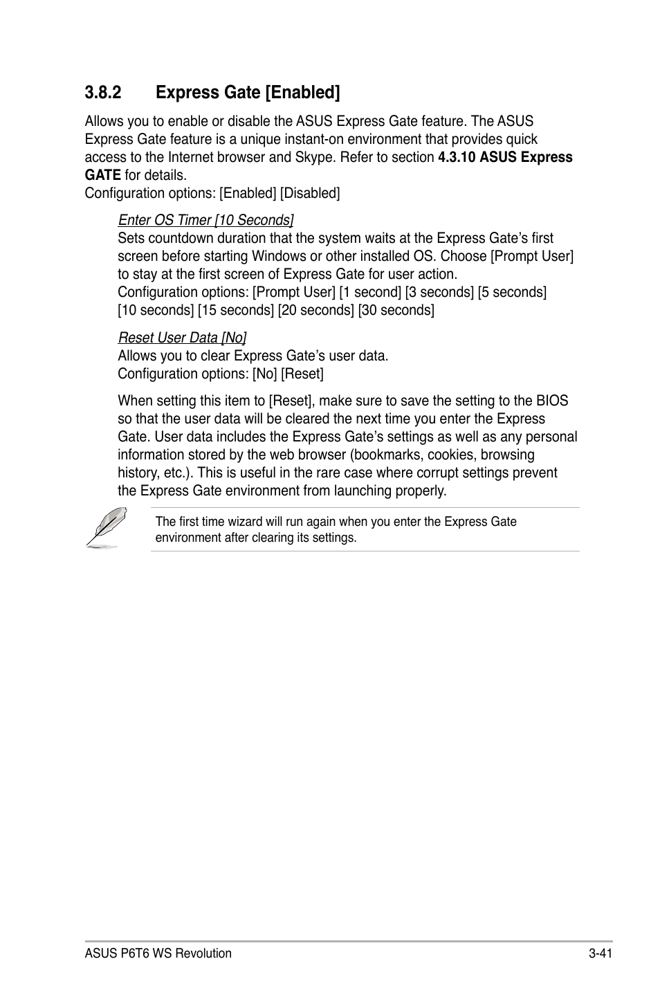 2 express gate [enabled, Express gate [enabled] -41 | Asus P6T6 WS Revolution User Manual | Page 107 / 192