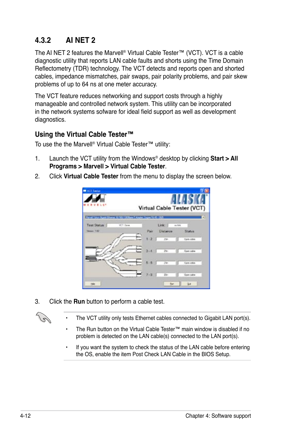 2 ai net 2, Ai net 2 -12, Using the virtual cable tester | Asus P6T6 WS Revolution User Manual | Page 124 / 192