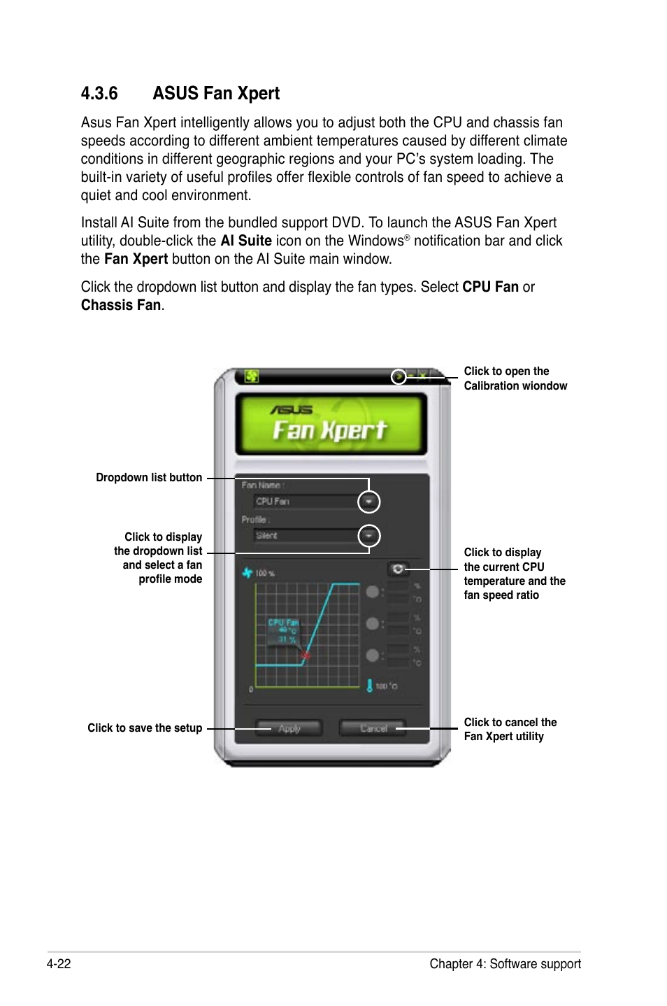 6 asus fan xpert, Asus fan xpert -22 | Asus P6T6 WS Revolution User Manual | Page 134 / 192