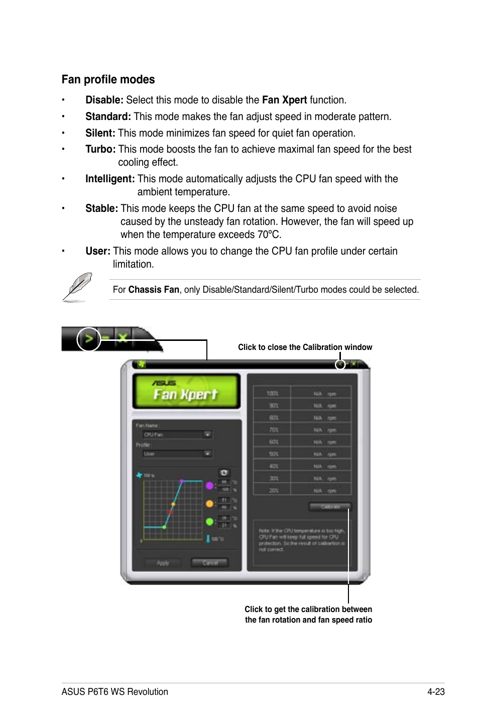 Fan profile modes | Asus P6T6 WS Revolution User Manual | Page 135 / 192