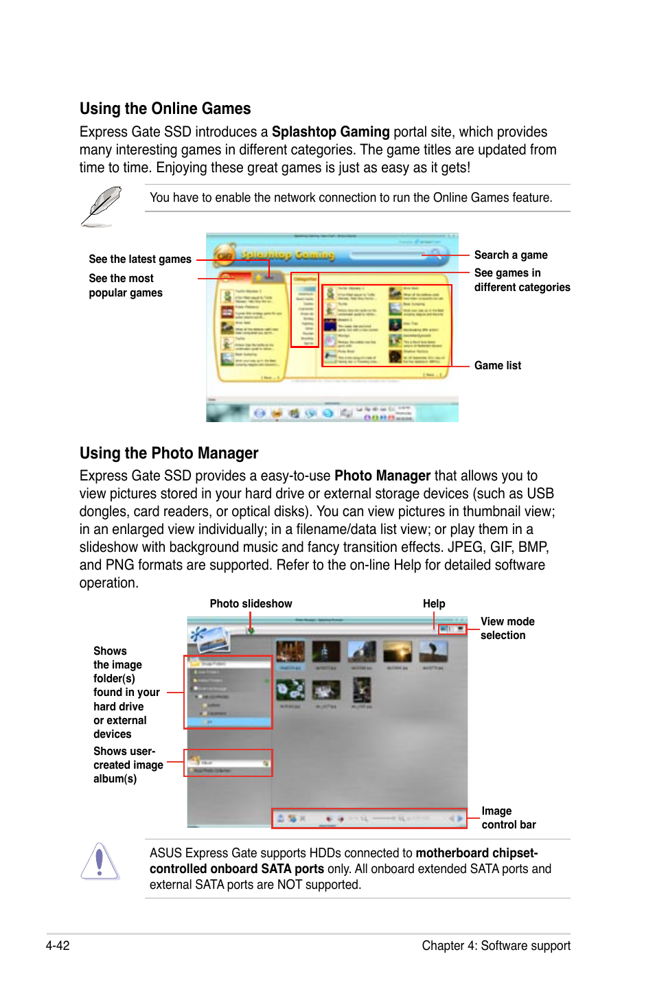 Using the online games, Using the photo manager | Asus P6T6 WS Revolution User Manual | Page 154 / 192