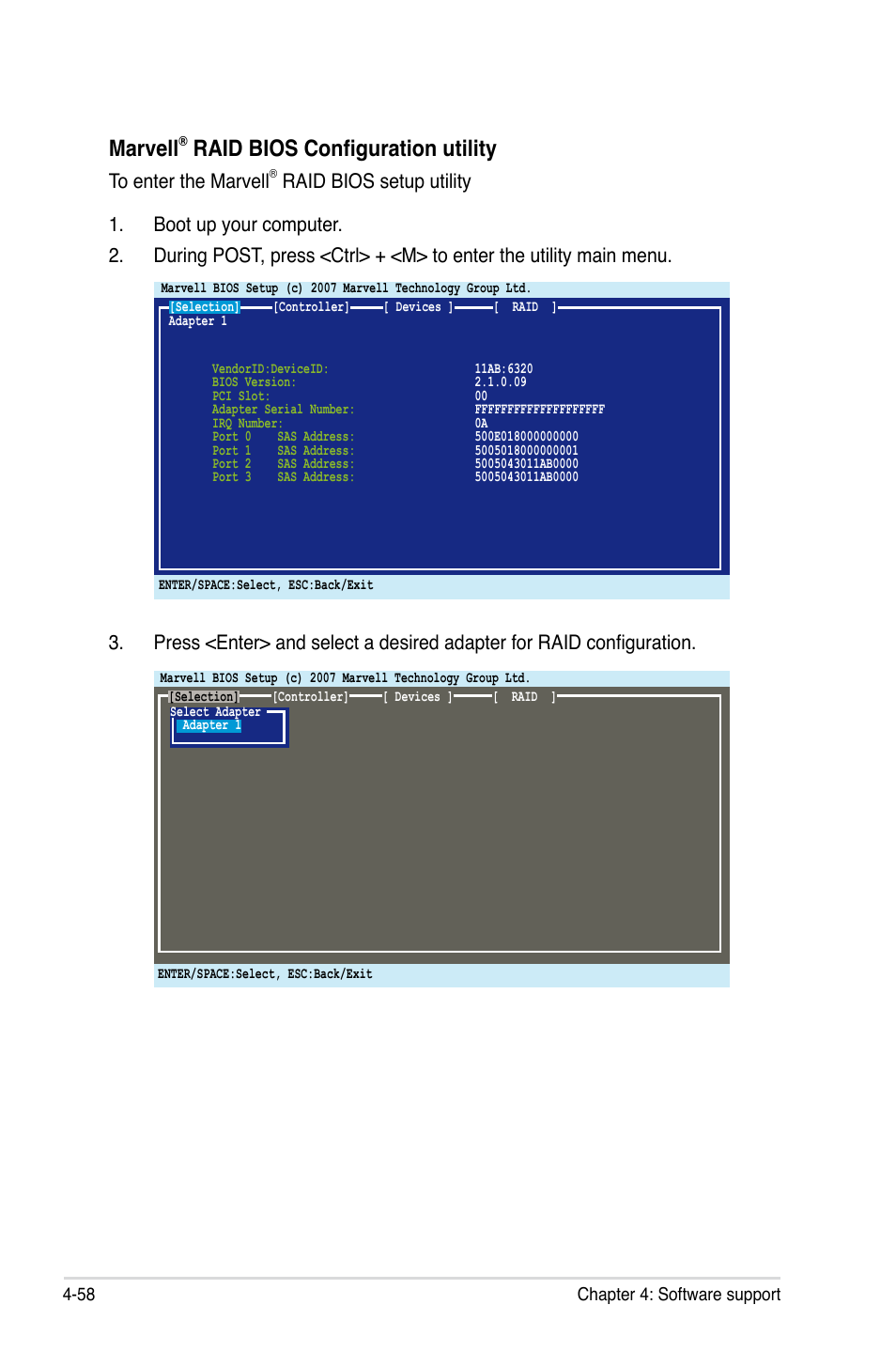 Marvell, Raid bios configuration utility | Asus P6T6 WS Revolution User Manual | Page 170 / 192