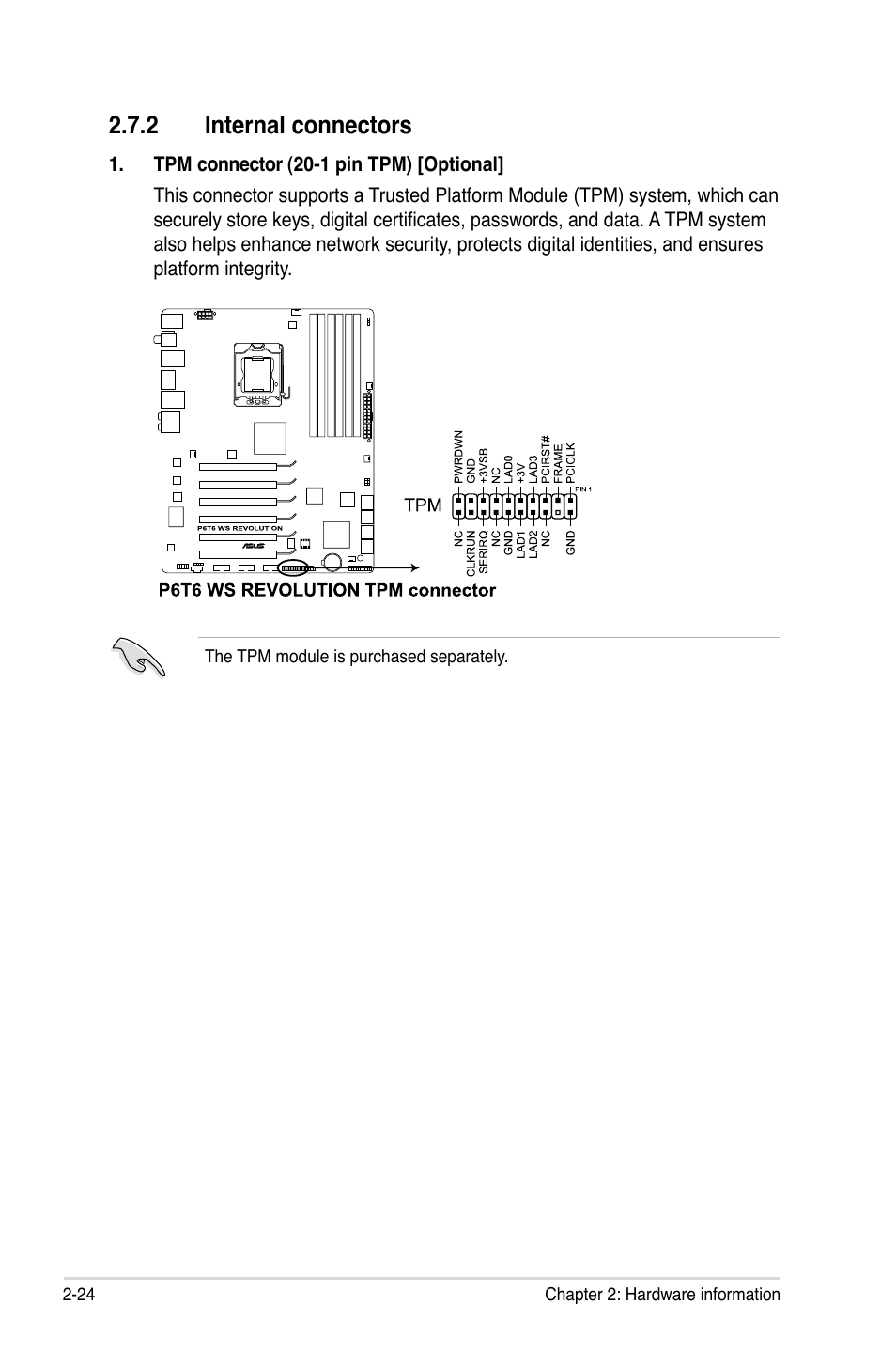 2 internal connectors, Internal connectors -24 | Asus P6T6 WS Revolution User Manual | Page 50 / 192