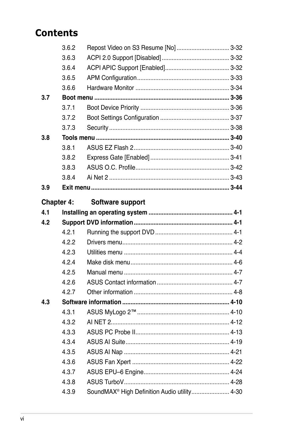 Asus P6T6 WS Revolution User Manual | Page 6 / 192