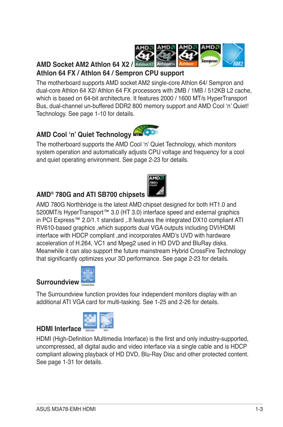 Asus M3A78-EMH HDMI User Manual | Page 15 / 100