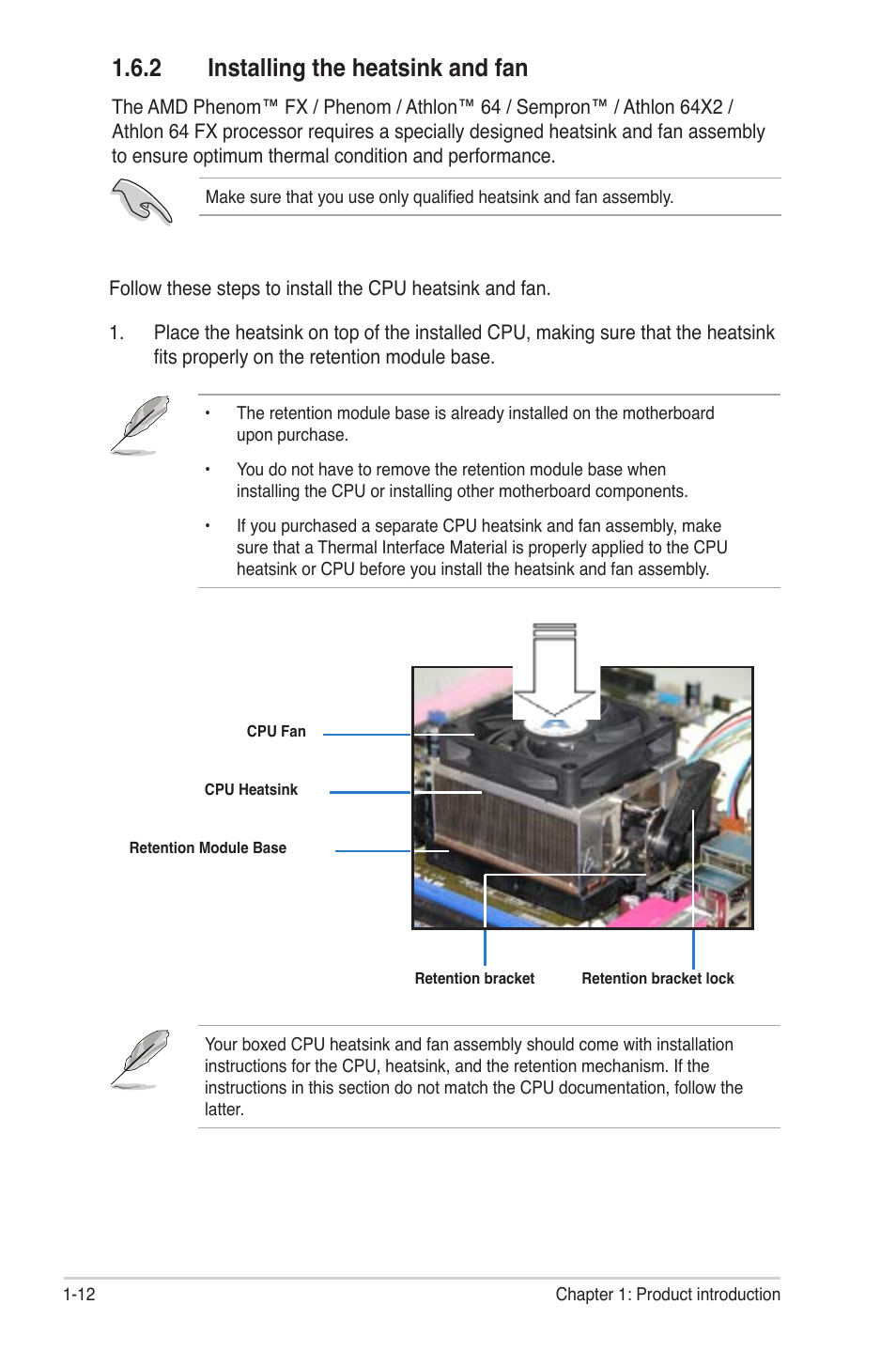 Installing.the.heatsink.and.fan | Asus M3A78-EMH HDMI User Manual | Page 24 / 100