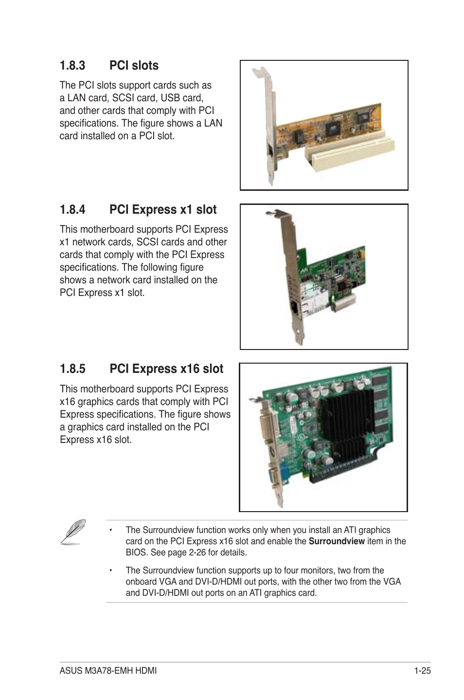 Pci.slots, Pci.express.x1.slot, Pci.express.x16.slot | Asus M3A78-EMH HDMI User Manual | Page 37 / 100