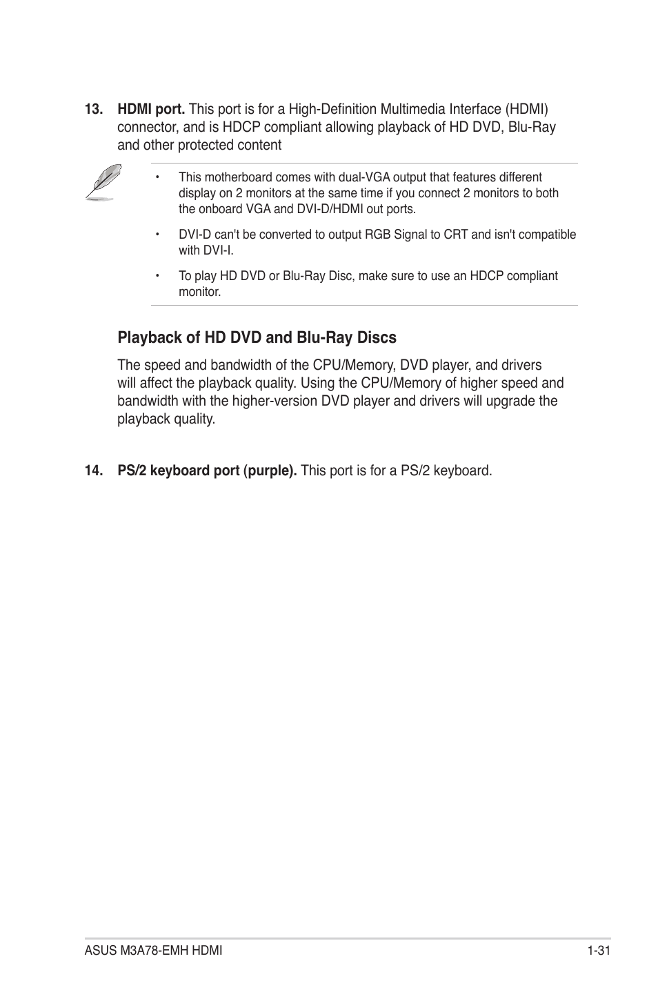 Playback of hd dvd and blu-ray discs | Asus M3A78-EMH HDMI User Manual | Page 43 / 100