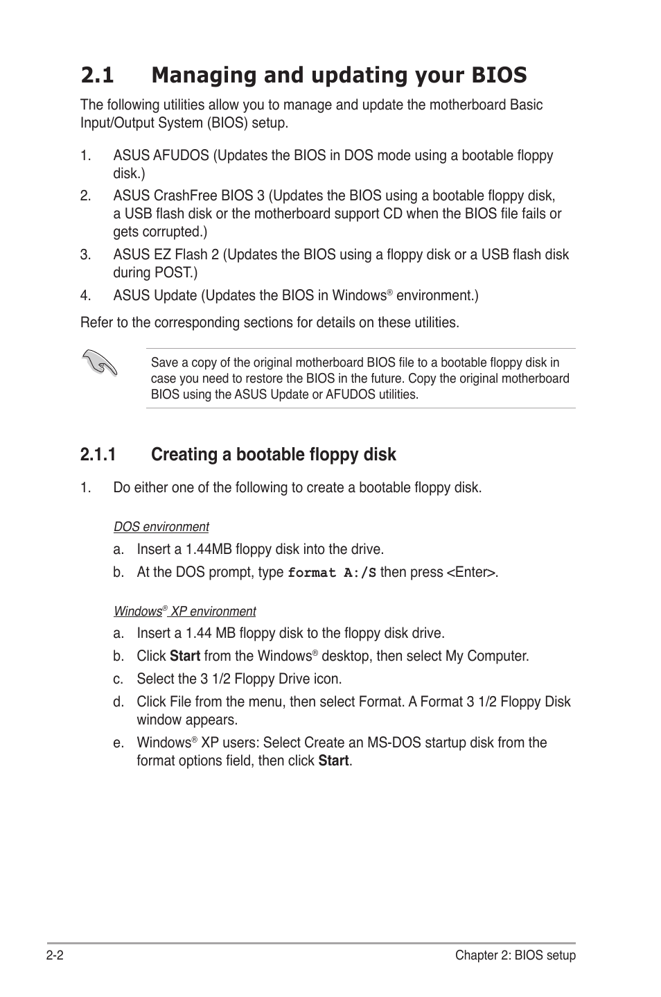 1 managing and updating your bios, 1 creating a bootable floppy disk | Asus M3A78-EMH HDMI User Manual | Page 54 / 100