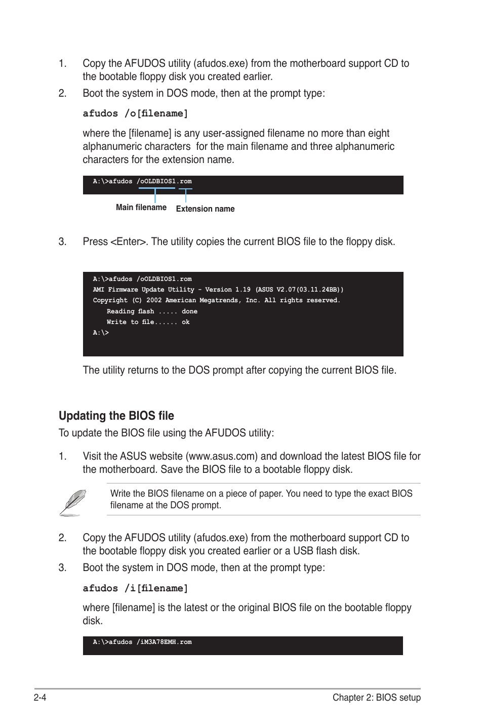 Updating the bios file | Asus M3A78-EMH HDMI User Manual | Page 56 / 100