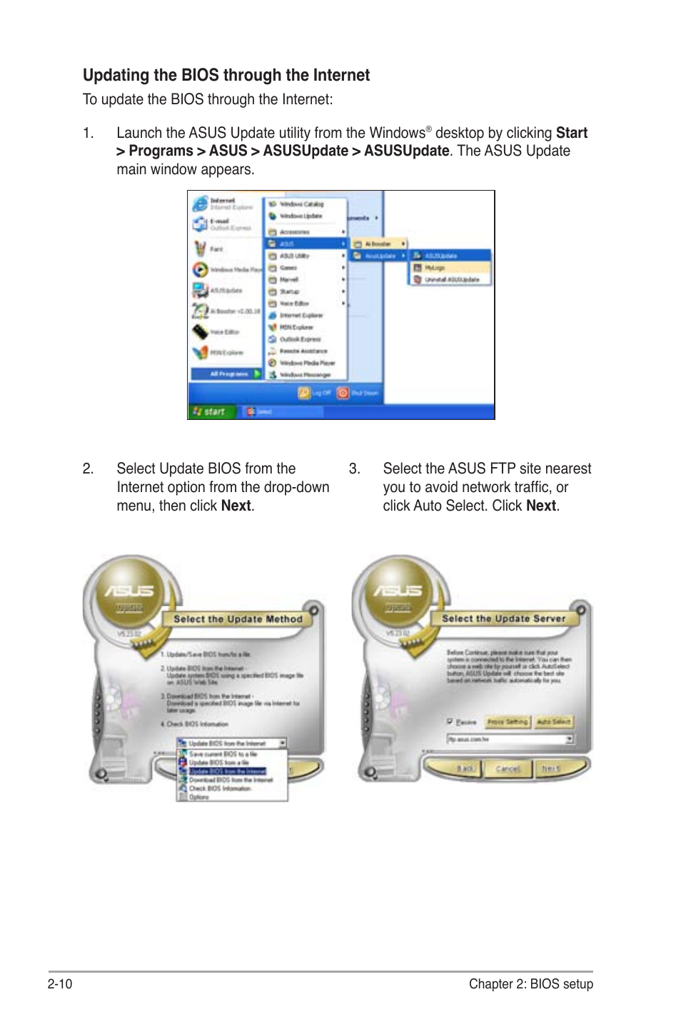 Updating the bios through the internet | Asus M3A78-EMH HDMI User Manual | Page 62 / 100