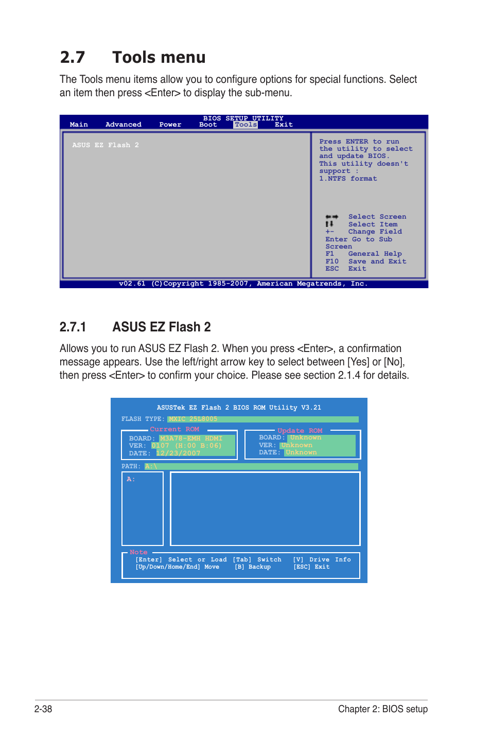 7 tools menu, Asus.ez.flash.2 | Asus M3A78-EMH HDMI User Manual | Page 90 / 100