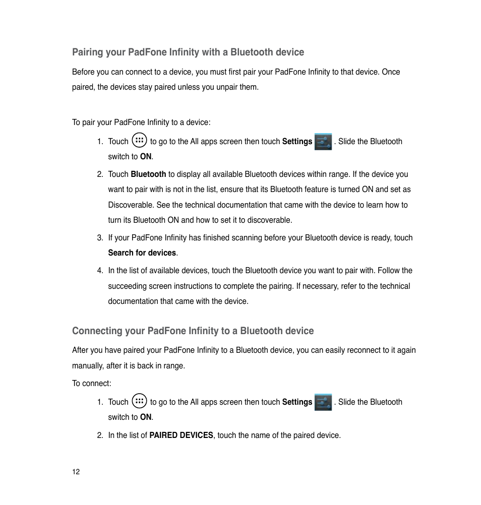 Asus PadFone Infinity User Manual | Page 12 / 74