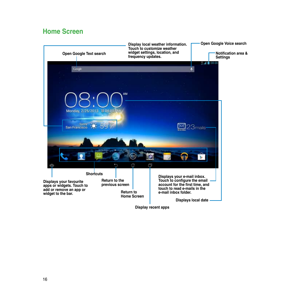 Home screen | Asus PadFone Infinity User Manual | Page 16 / 74