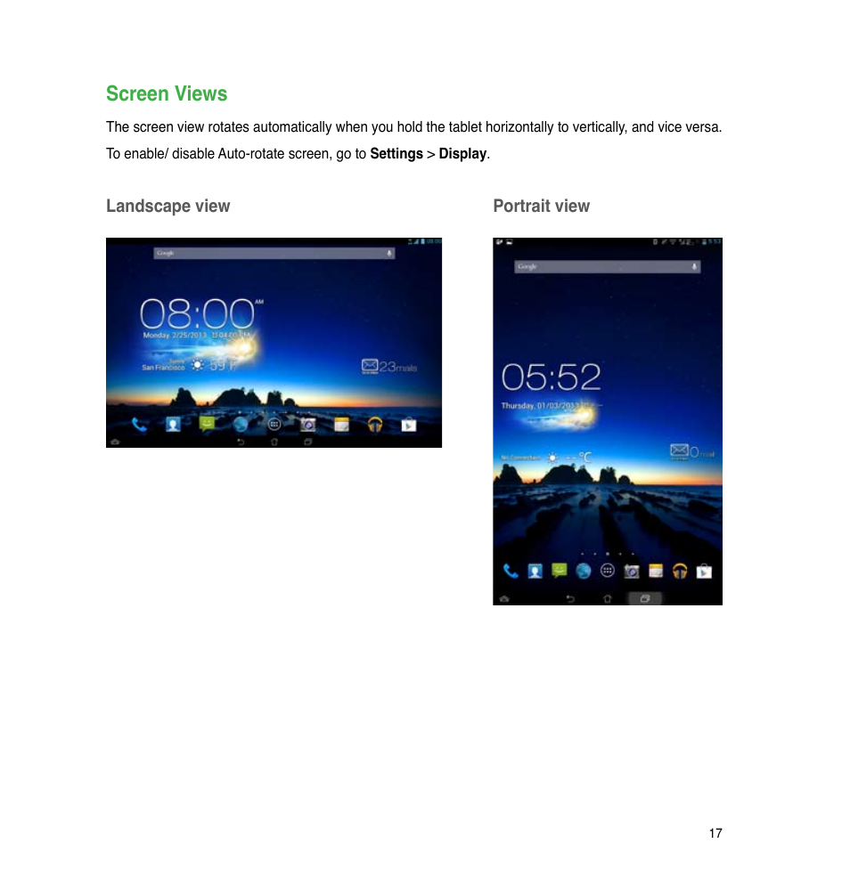 Screen views | Asus PadFone Infinity User Manual | Page 17 / 74
