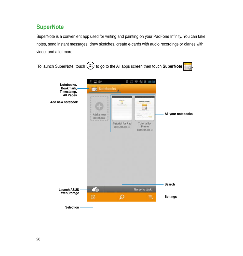 Supernote | Asus PadFone Infinity User Manual | Page 28 / 74