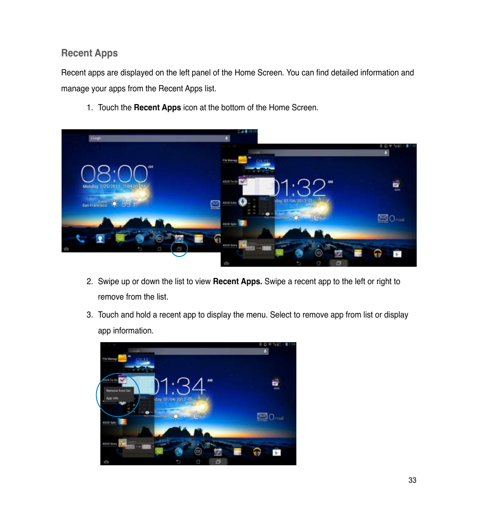 Recent apps | Asus PadFone Infinity User Manual | Page 33 / 74