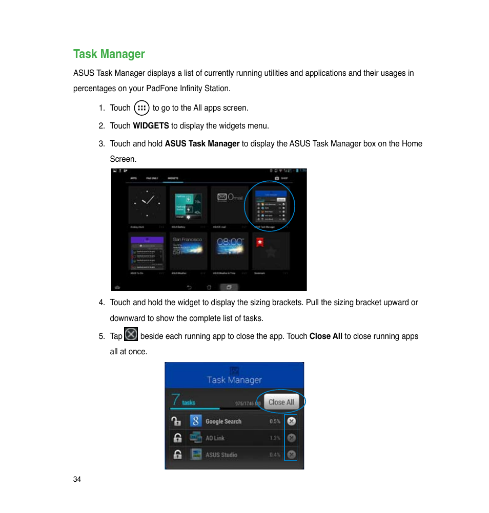 Task manager | Asus PadFone Infinity User Manual | Page 34 / 74