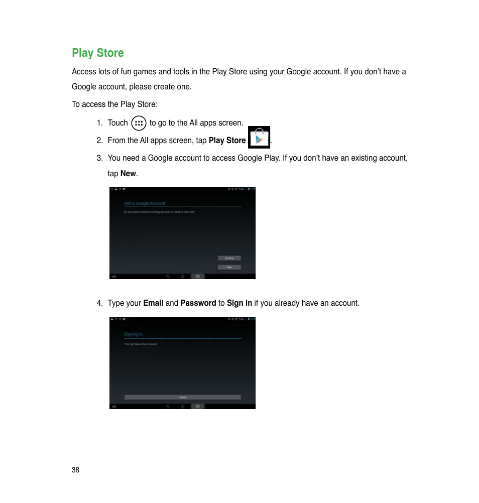 Play store | Asus PadFone Infinity User Manual | Page 38 / 74