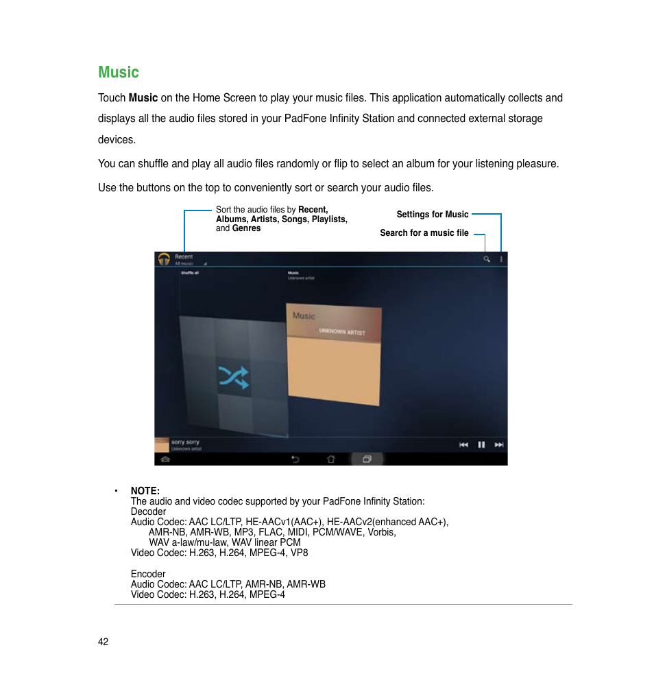 Music | Asus PadFone Infinity User Manual | Page 42 / 74
