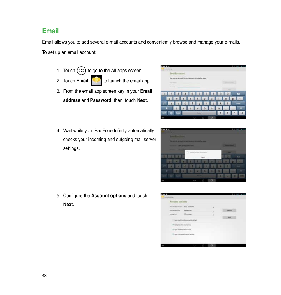 Email | Asus PadFone Infinity User Manual | Page 48 / 74