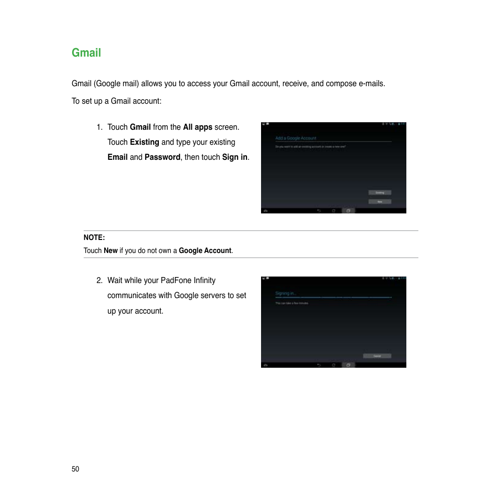 Gmail | Asus PadFone Infinity User Manual | Page 50 / 74