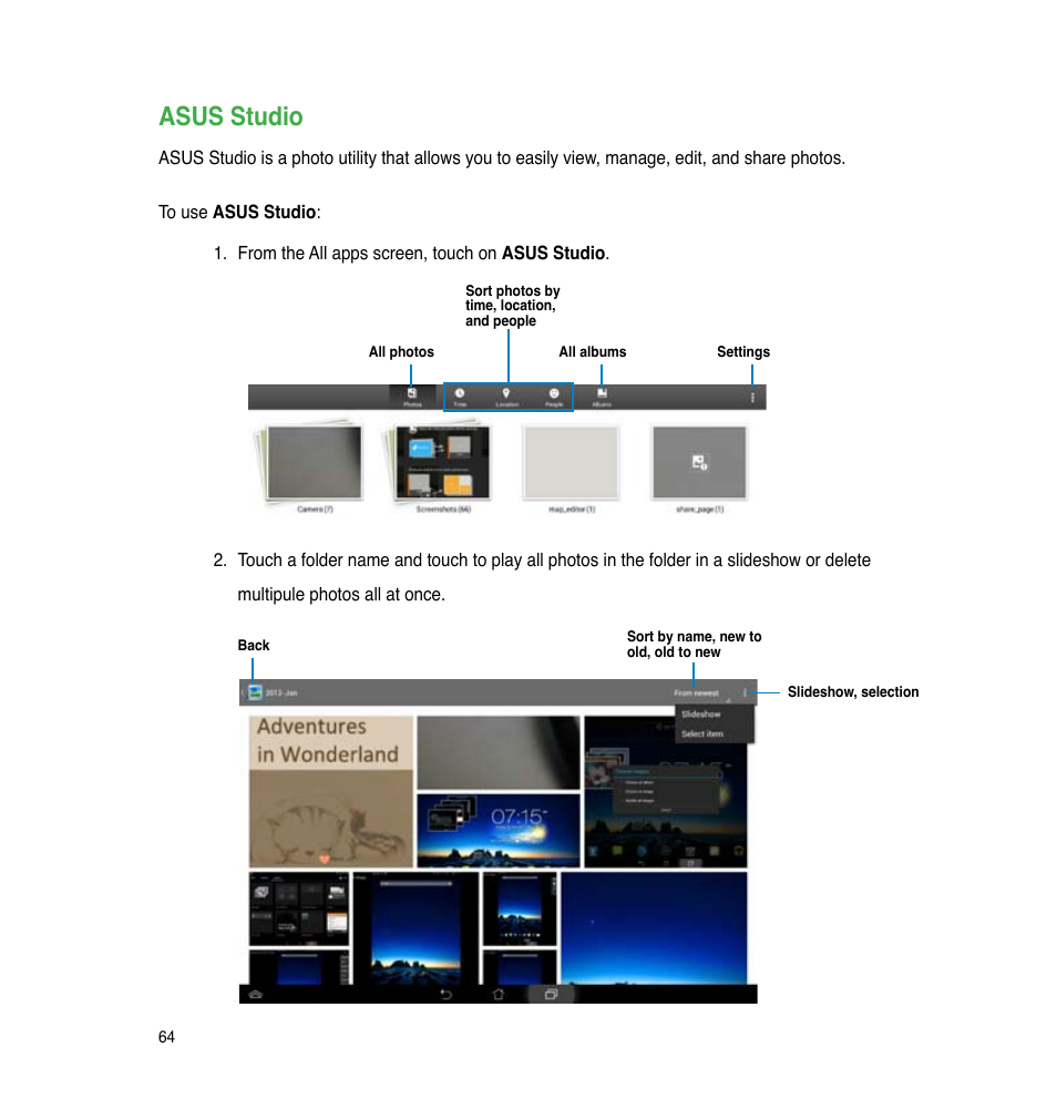 Asus studio | Asus PadFone Infinity User Manual | Page 64 / 74
