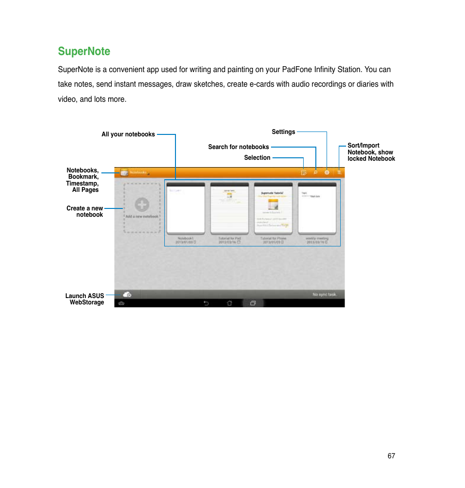 Supernote | Asus PadFone Infinity User Manual | Page 67 / 74