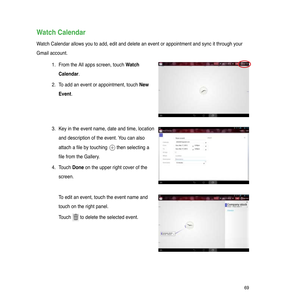 Watch calendar | Asus PadFone Infinity User Manual | Page 69 / 74