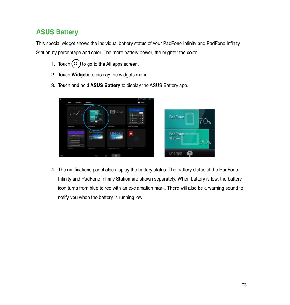 Asus battery | Asus PadFone Infinity User Manual | Page 73 / 74