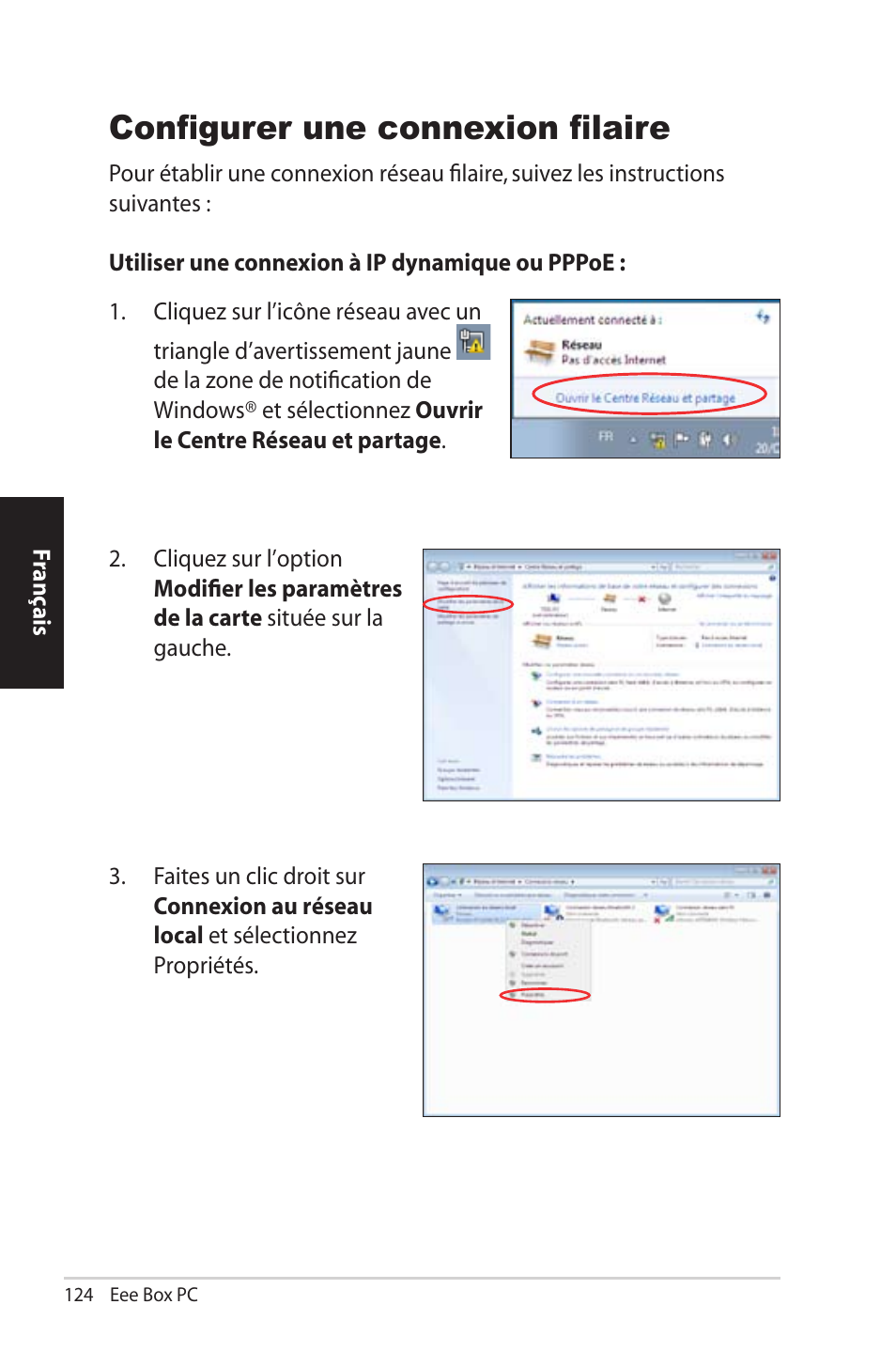 Configurer une connexion filaire | Asus EB1012U User Manual | Page 124 / 325