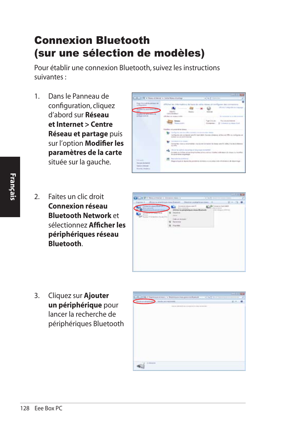 Connexion bluetooth (sur une sélection de modèles) | Asus EB1012U User Manual | Page 128 / 325