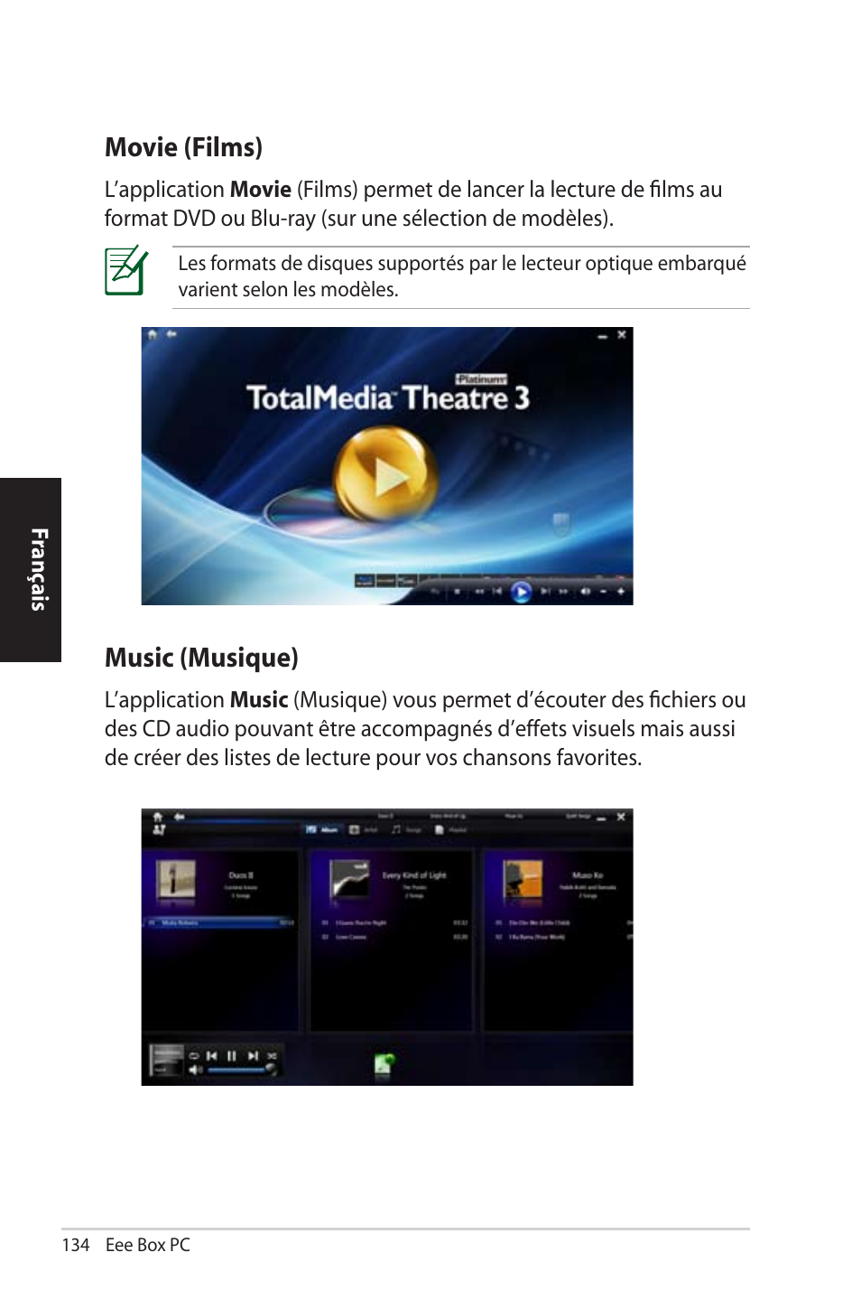 Movie (films), Music (musique) | Asus EB1012U User Manual | Page 134 / 325