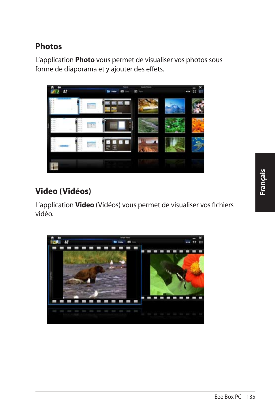 Photos, Video (vidéos) | Asus EB1012U User Manual | Page 135 / 325