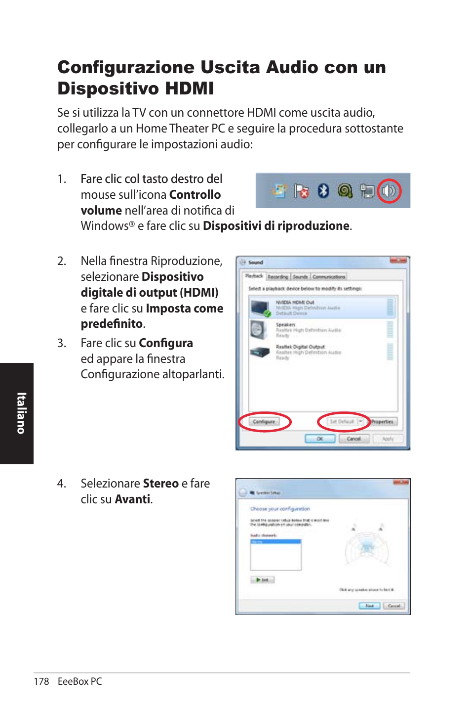 Configuring audio output via an hdmi device, O hdmi | Asus EB1012U User Manual | Page 178 / 325