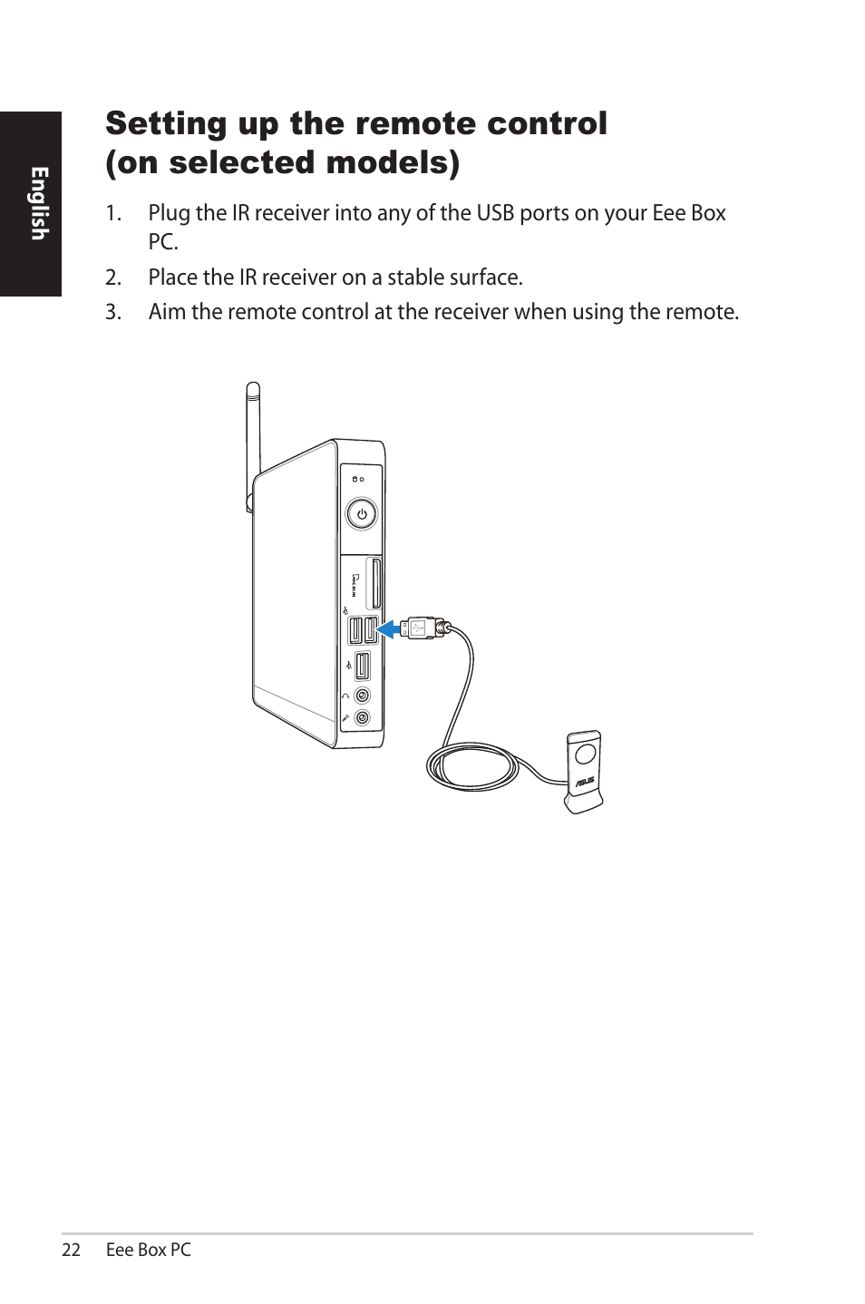 Setting up the remote control (on selected models) | Asus EB1012U User Manual | Page 22 / 325