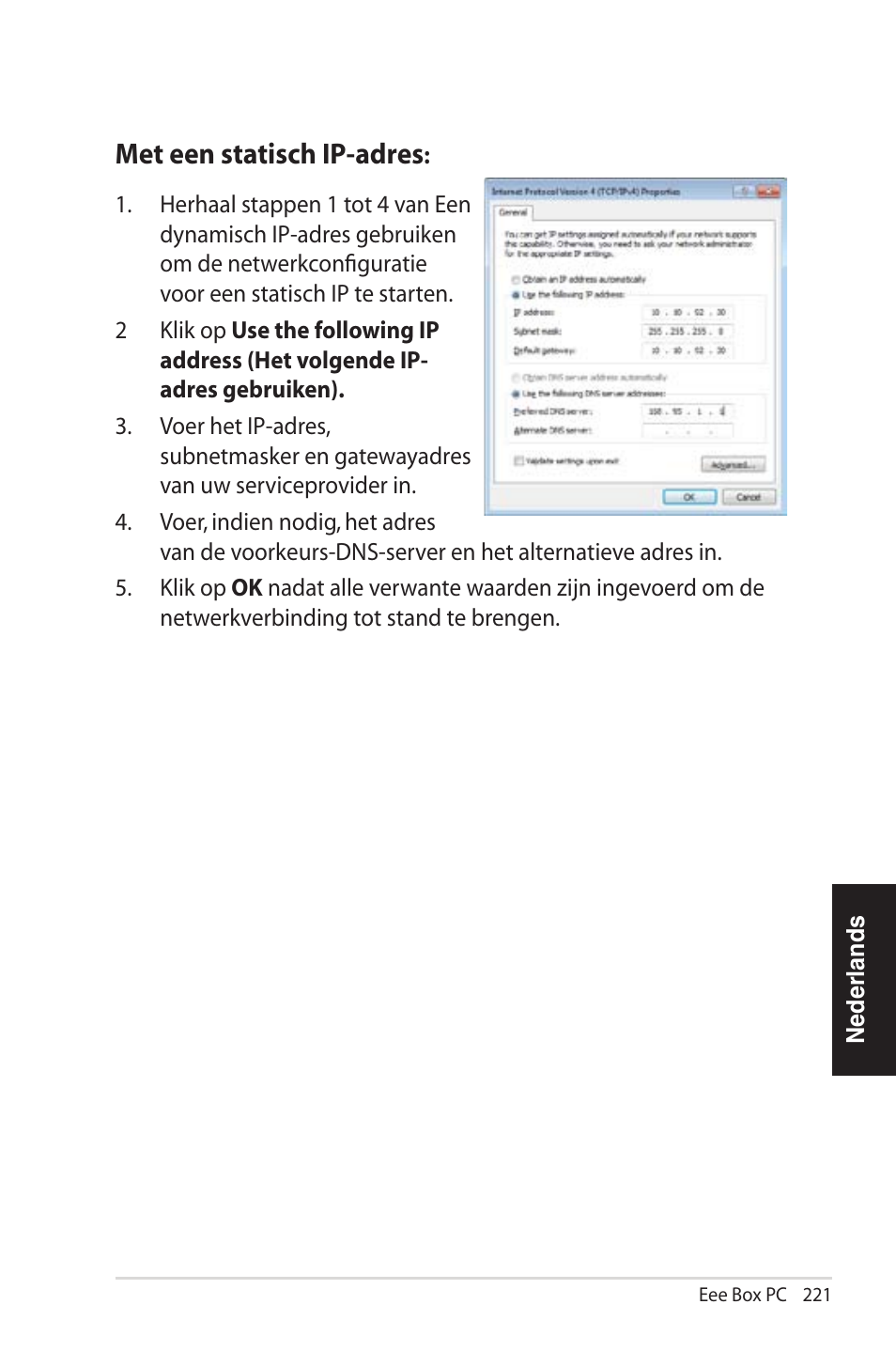 Met een statisch ip-adres | Asus EB1012U User Manual | Page 221 / 325