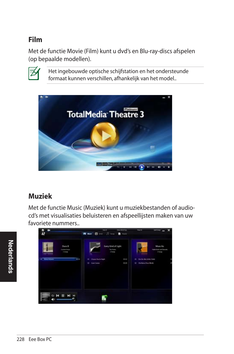 Muziek, Film | Asus EB1012U User Manual | Page 228 / 325