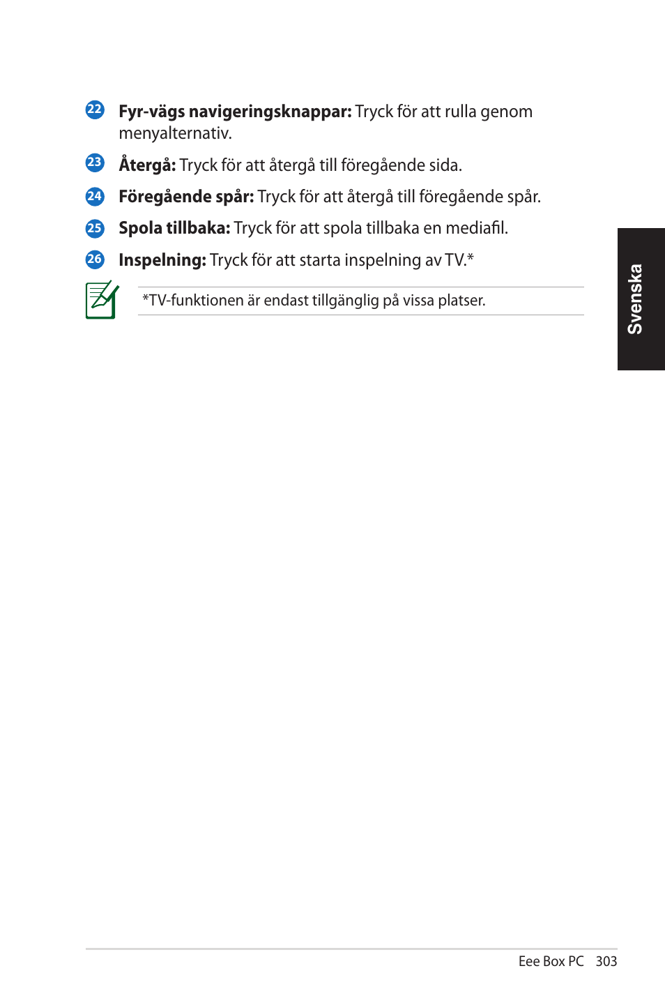 Ställa in fjärrkontrollen | Asus EB1012U User Manual | Page 303 / 325