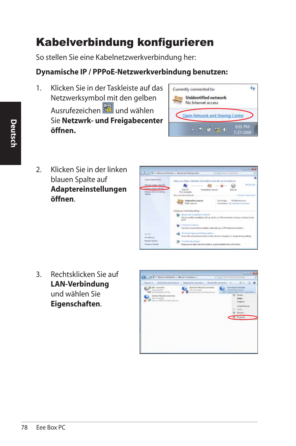 Kabelverbindung konfigurieren | Asus EB1012U User Manual | Page 78 / 325